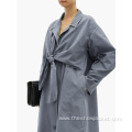 Custom Elegance Ladies Long Solid Color Trench Coat